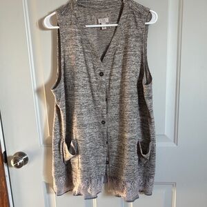LOGO Gray Sleeveless Cardigan